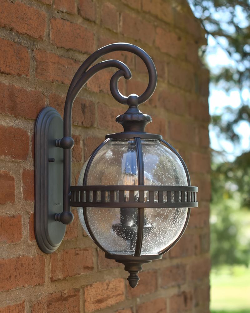 Victorian Three Bulb Aged Bronze Spherical Wall Light