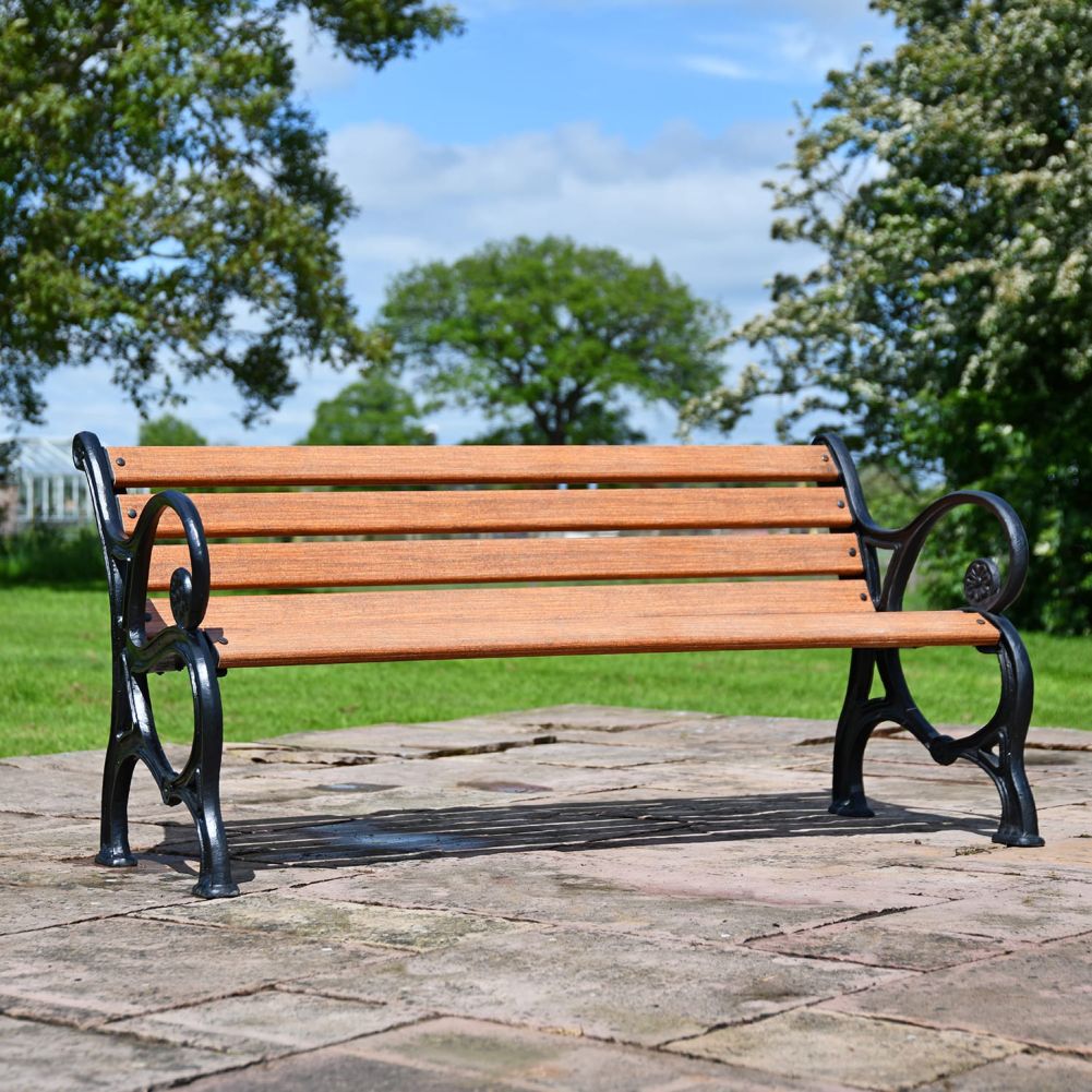 'Woodcote' Cast Iron Bench in Situ