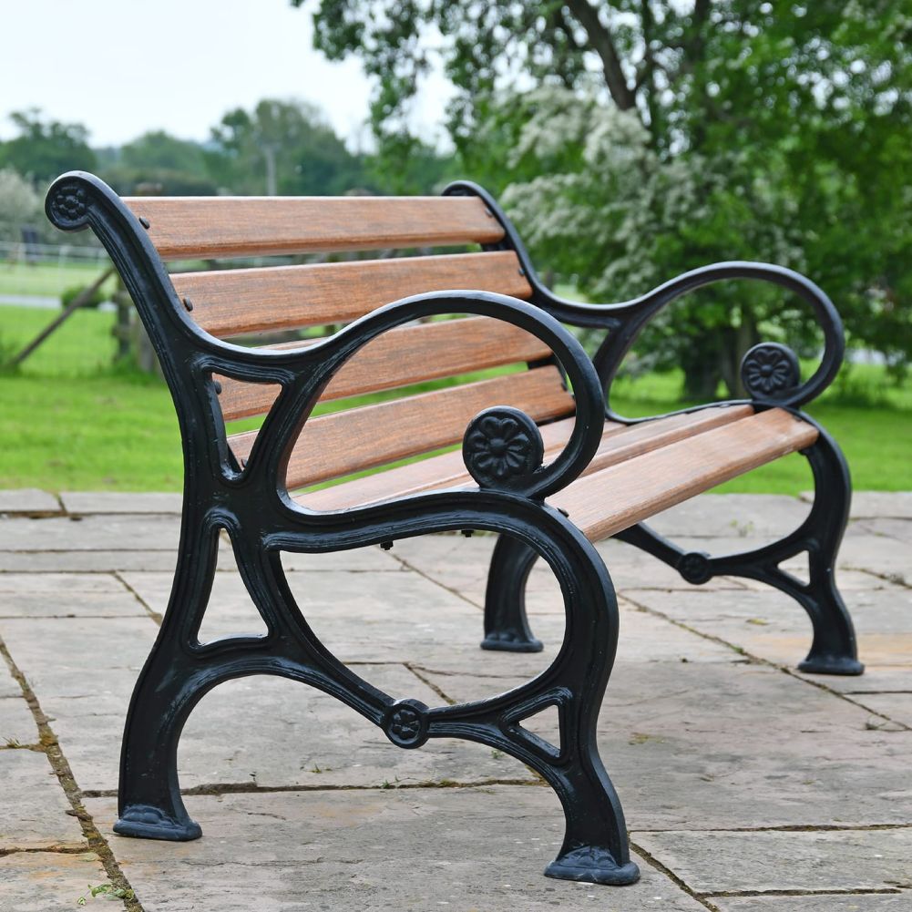 View of the Side of the 'Woodcote' Cast Iron Bench