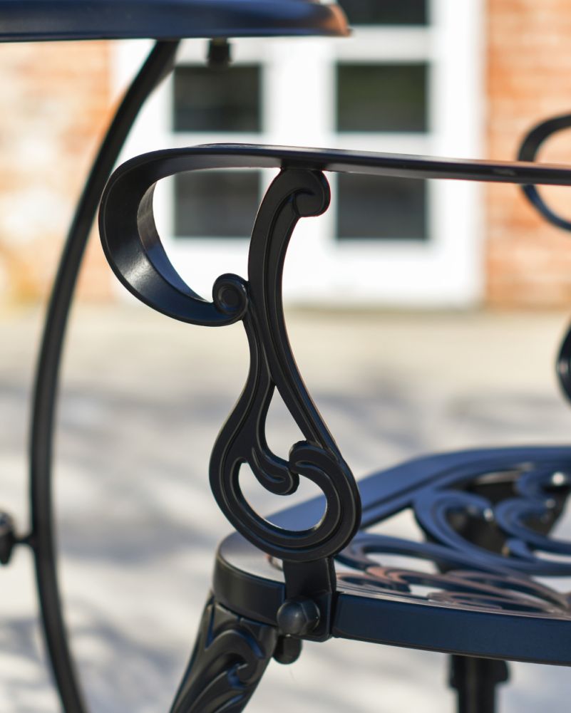 'Buckingam' Two Seater Dining Set In Black Chair Arm
