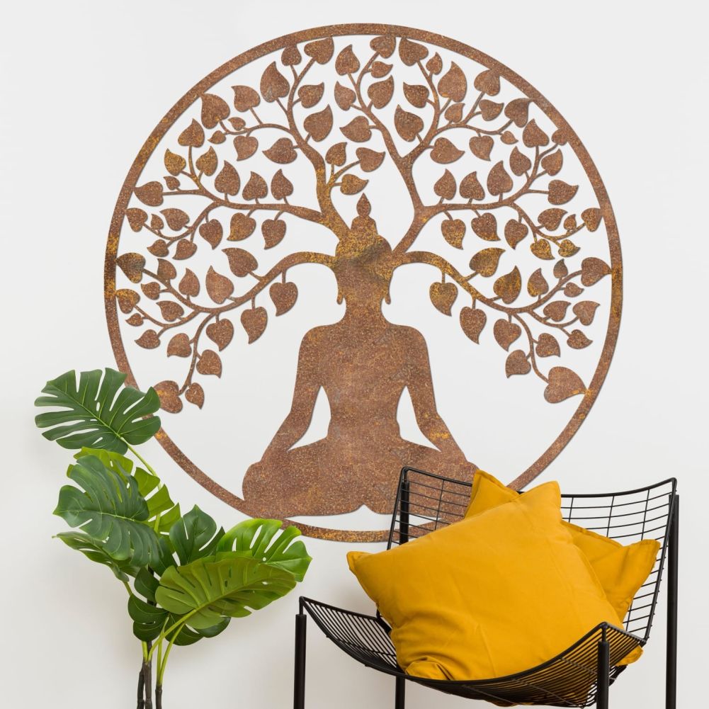 Rustic Buddha & Tree Wall Art With a Reading Chair