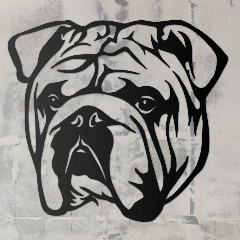 Bulldog Wall Art on rustic grey wall 