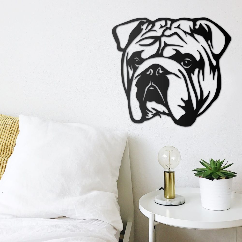 Bulldog Wall Art in bedroom 