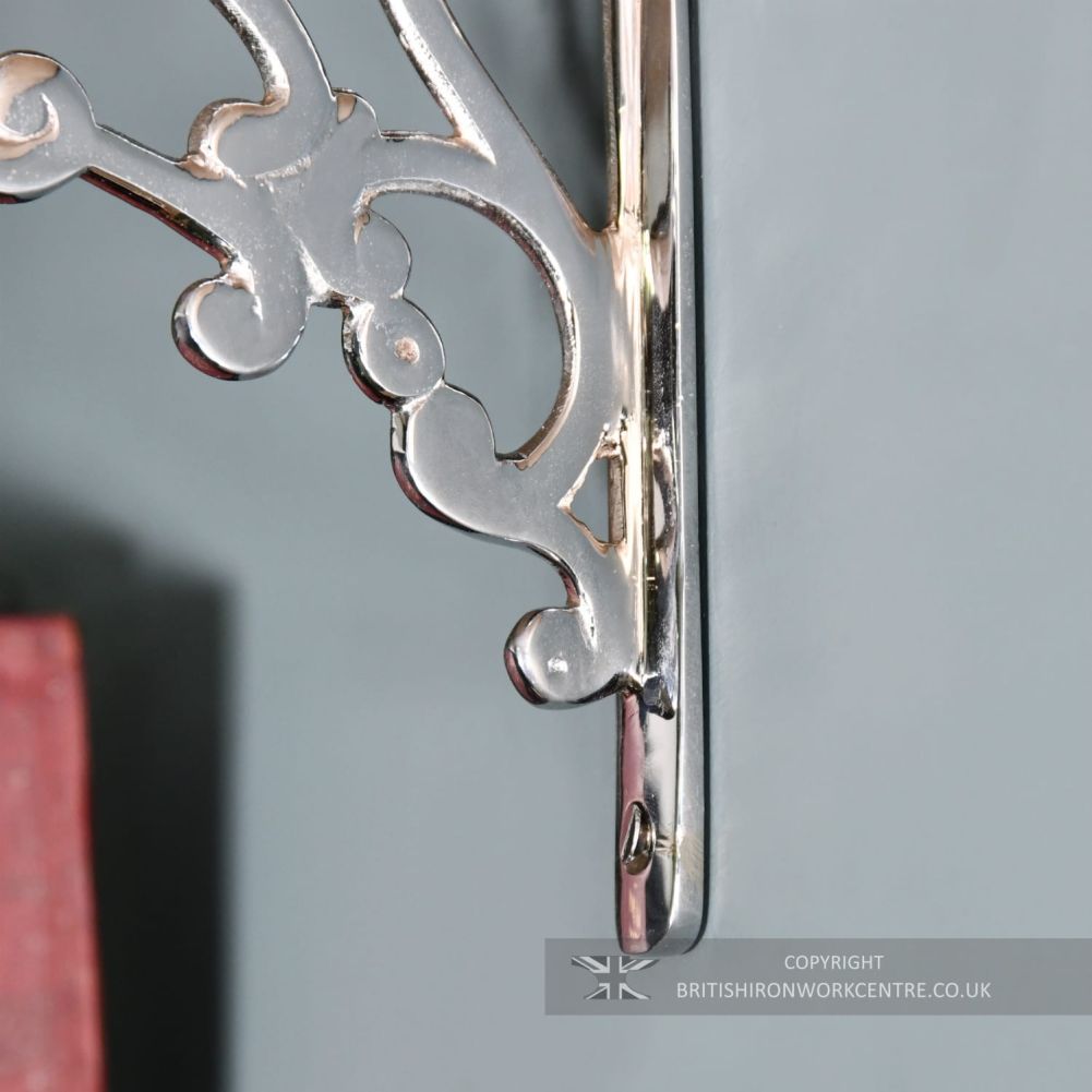 Floral Art Nouveau Polished Aluminium Bracket fixing hole