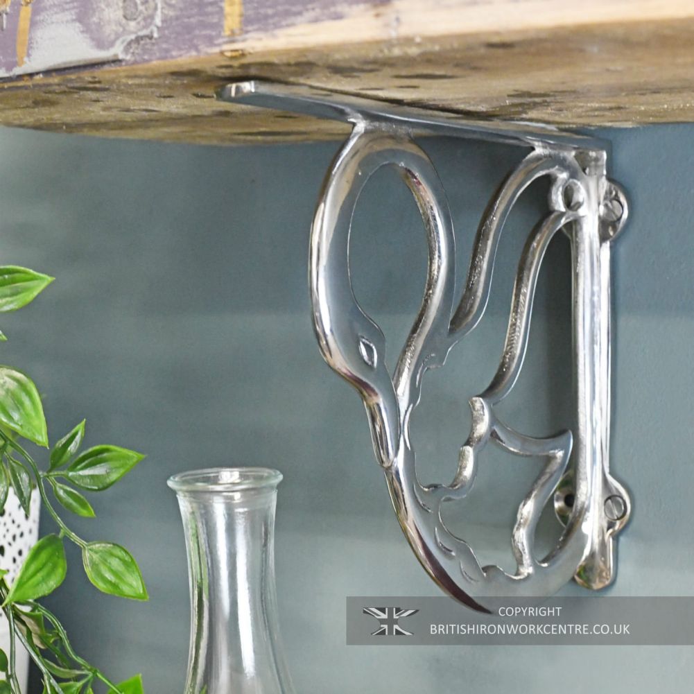 Bright Chrome Swan Style Shelf Bracket 