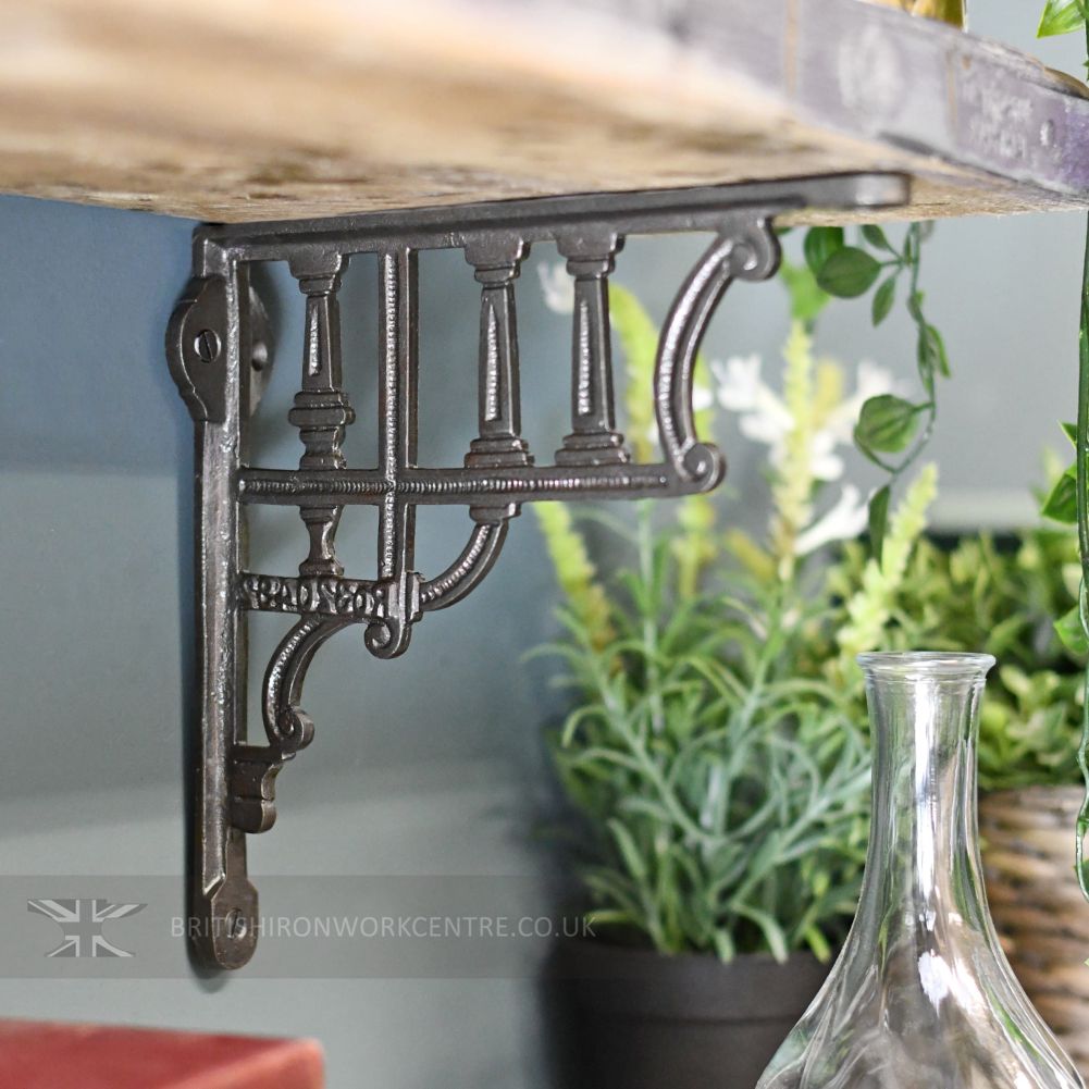Cast Iron Greek Column Shelf Bracket 20x20cm - Side View