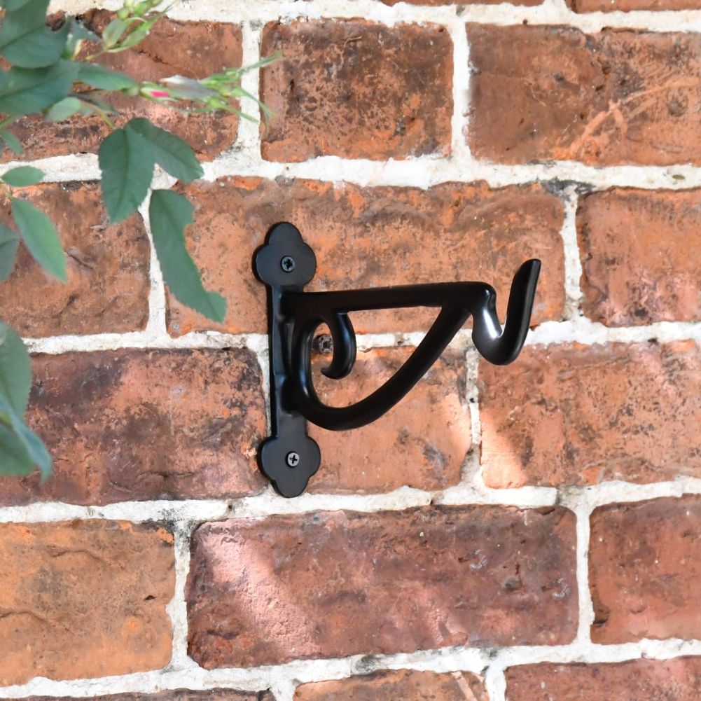Black Scroll Iron Hanging Basket Bracket Left Side