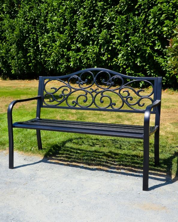 Two Seater Midnight Black Garden Bench