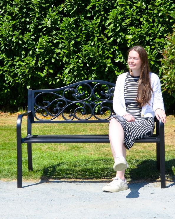 'Capesthorne' Two Seater Midnight Black Garden Bench To Scale