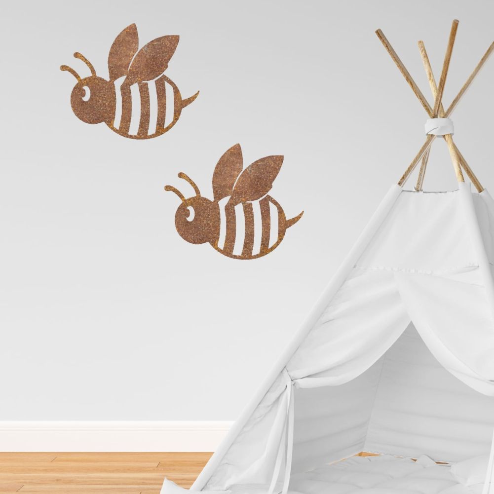 2 Rustic Cartoon Bees With a Reading Tent