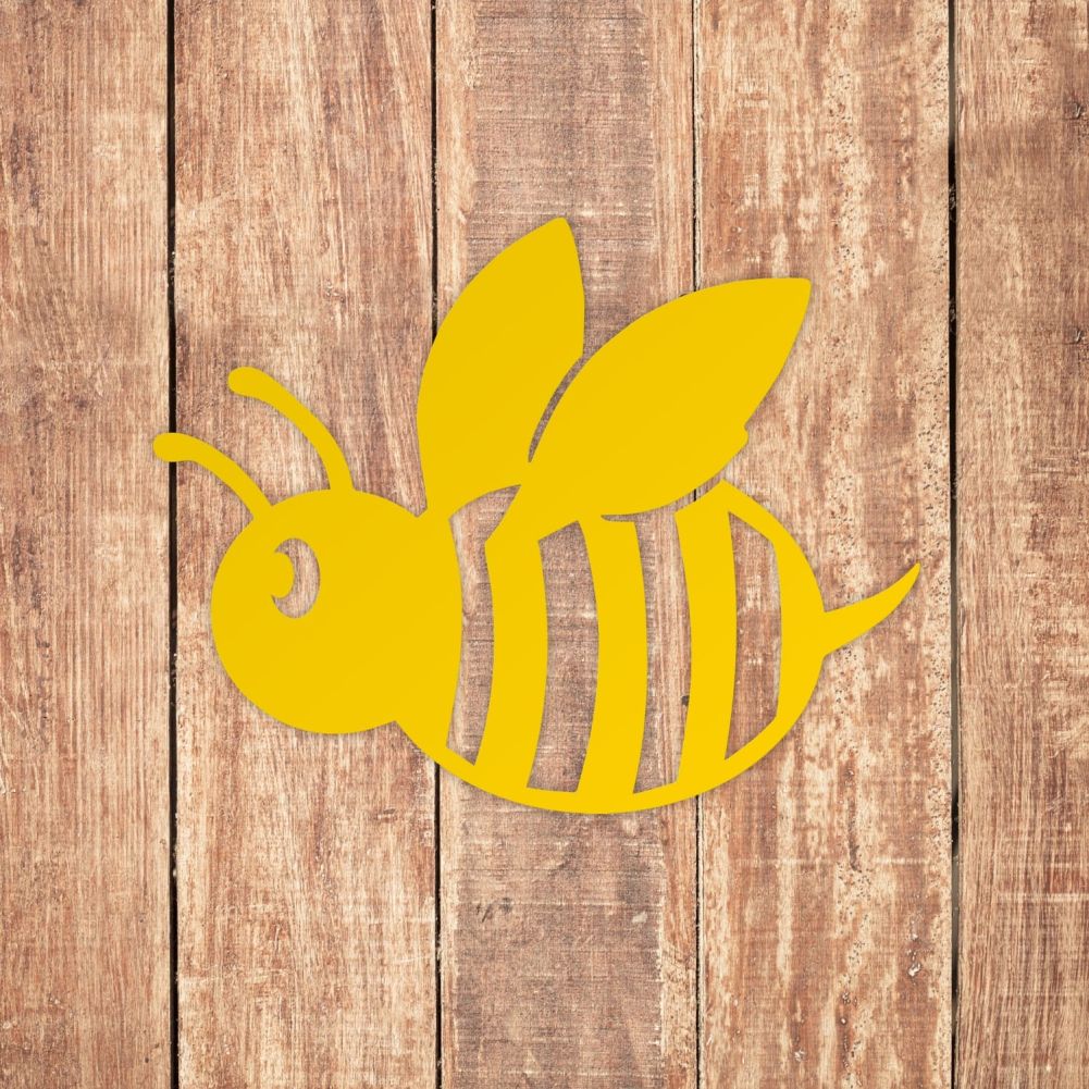 Yellow Cartoon Bee Wall Art On a Wood Background