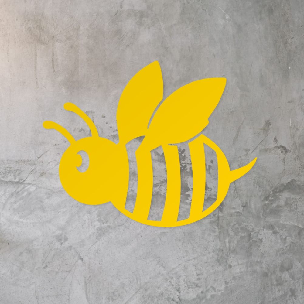 Yellow Cartoon Bee Wall Art On a Rustic Background