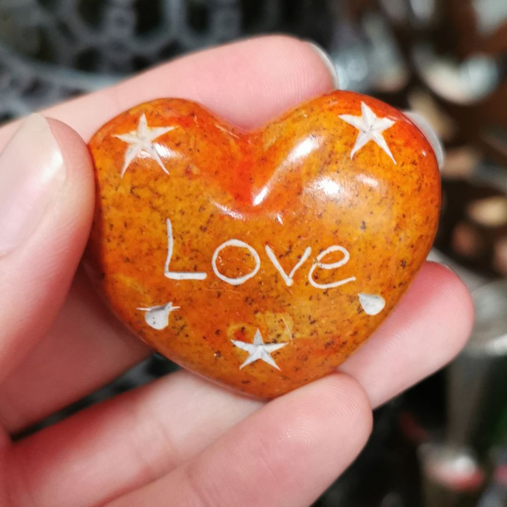 Carved Soapstone Hearts - 25 Versions (Clearance) Orange Luck