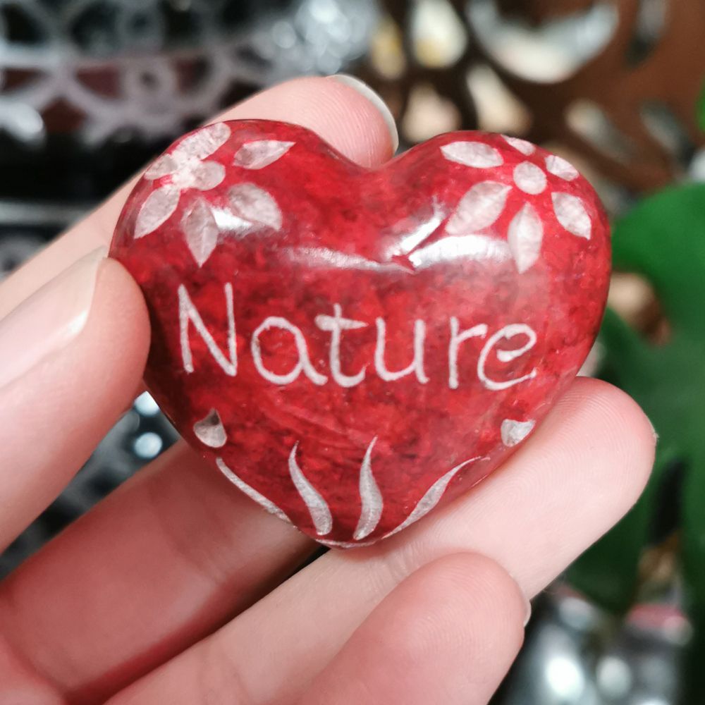 Carved Soapstone Hearts - 25 Versions (Clearance) Red Nature