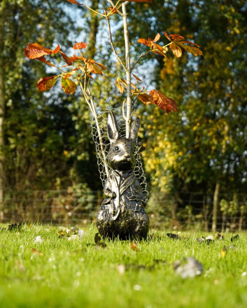 Cast Aluminium Black & Gold 'Peter' Rabbit Garden Sculpture Below