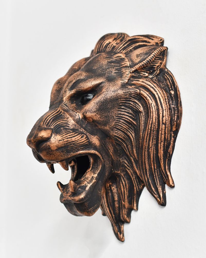 Cast Aluminium Bronze & Copper Lion Bust Side On