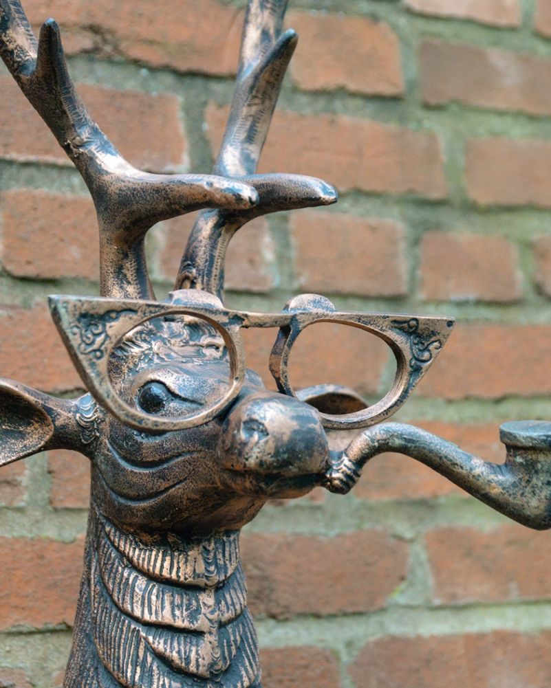 Cast Aluminium Smoking Stag Wall Art Face