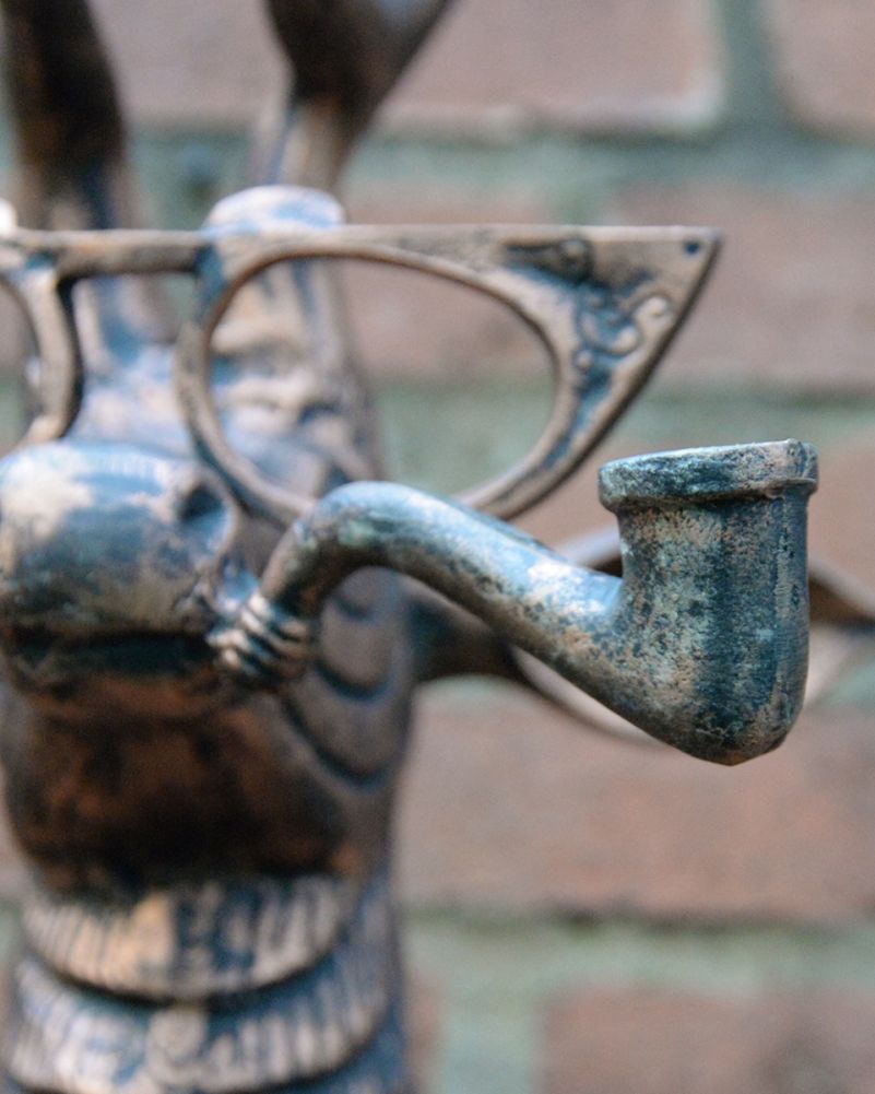 Close Up Of The Pipe On Cast Aluminium 'Thatcher' The Stag Wall Art