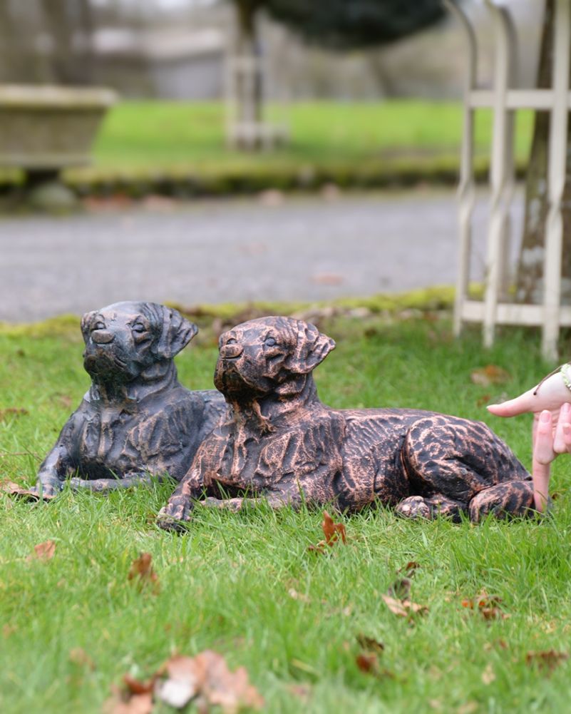 Cast Aluminium 'Buster' The Labrador Garden Sculpture - Verdigris & copper