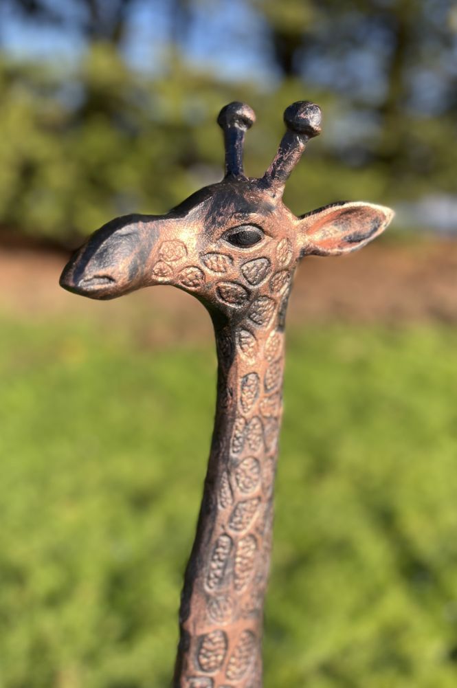 Cast Aluminium Copper Giraffe Sculpture Close