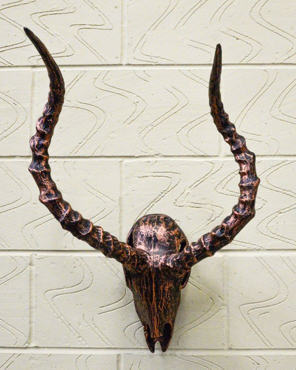 Cast Aluminium Copper Skull Home Ornament - Addax