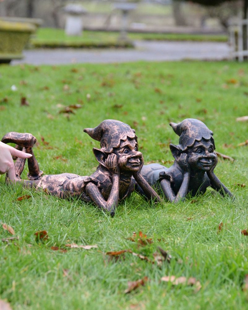 Cast Aluminium 'Daydreaming Pixie' Garden Sculpture To Scale