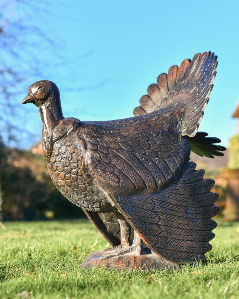 Cast Aluminium Feathers The Turkey Bronze Garden Sculpture Side On