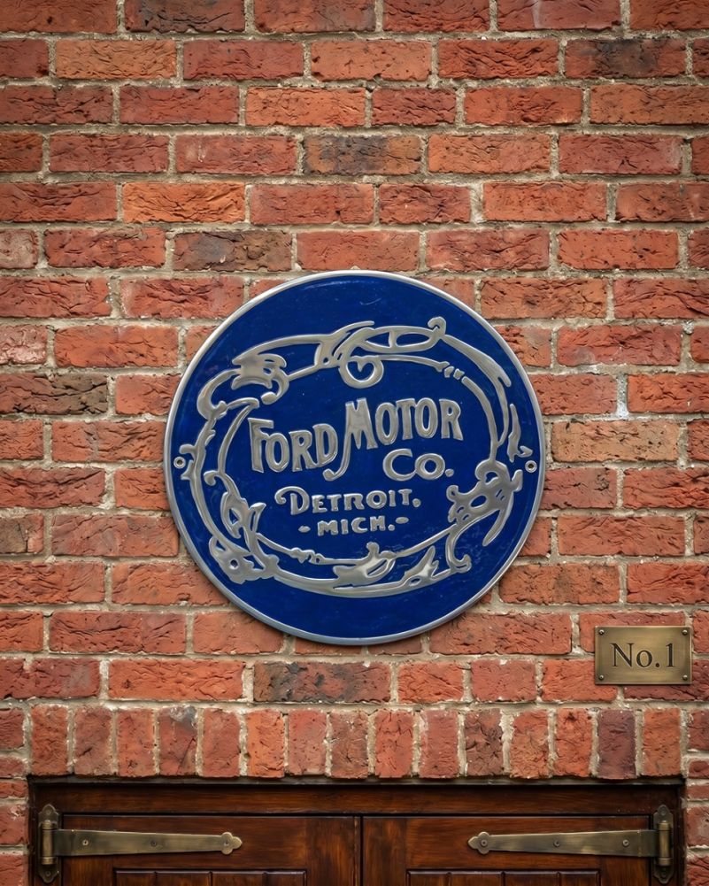 Cast Aluminium Ford 'Motoring Co Automobilia' Sign  Digital Illustration