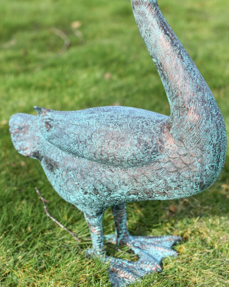 Close Up Of The Body From Cast Aluminium Gus The Verdigris Goose Sculpture - Head Down
