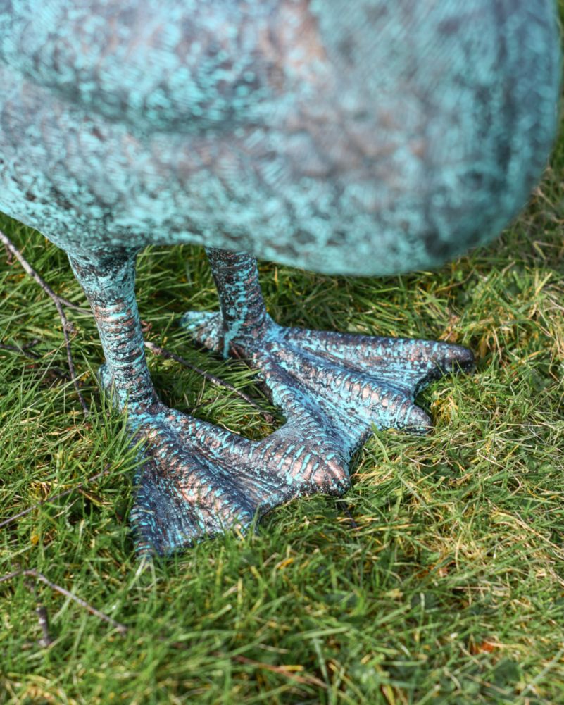 Cast Aluminium Gus The Verdigris Goose Sculpture - Head Down Feet