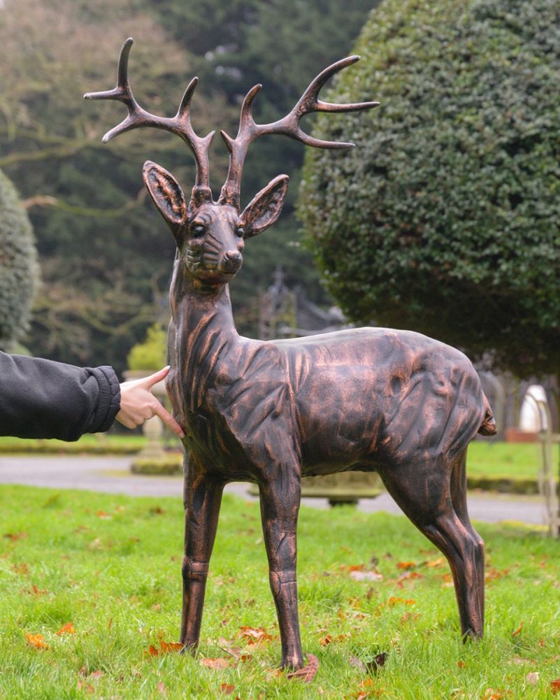 Cast Aluminium 'Oakley' The Bronze Stag Garden Sculpture To Scale