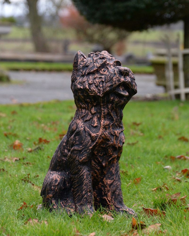 Cast Aluminium 'Penny' The Yorkshire Terrier Garden Sculpture - Copper Side