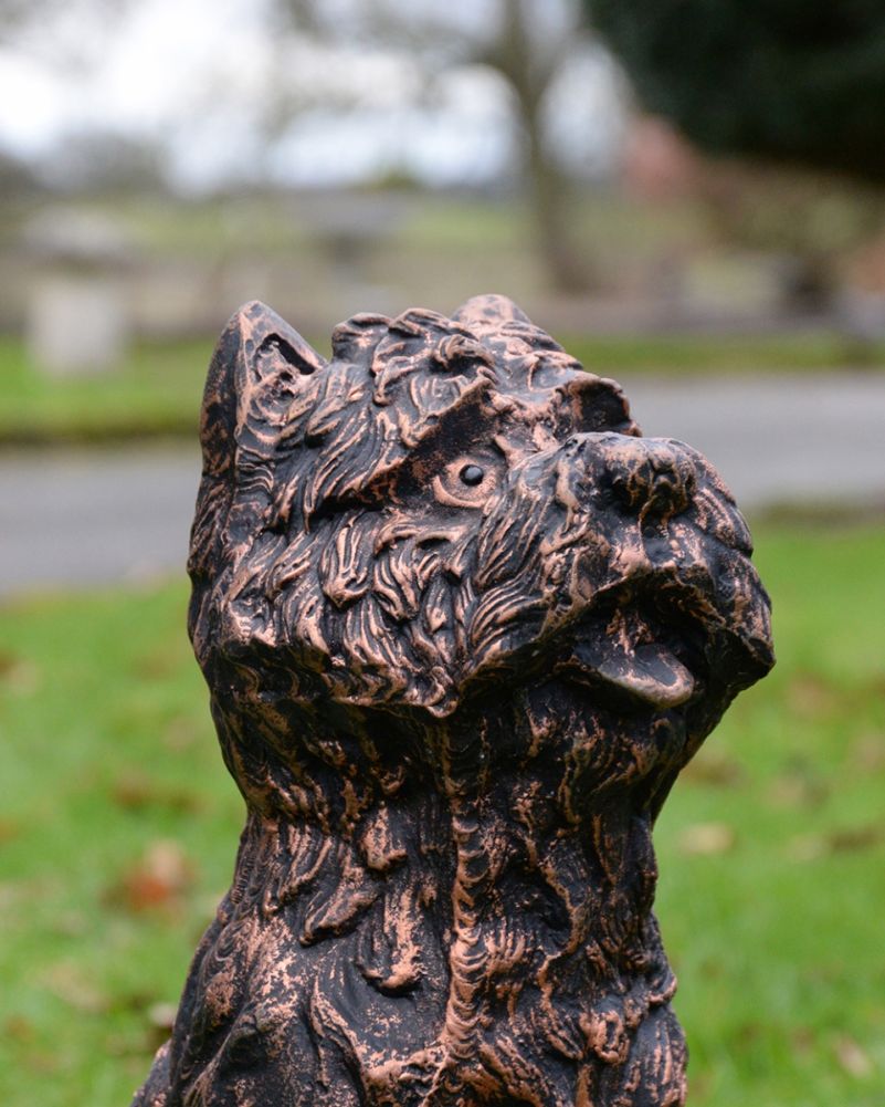 Cast Aluminium 'Penny' The Yorkshire Terrier Garden Sculpture - Copper Close Up