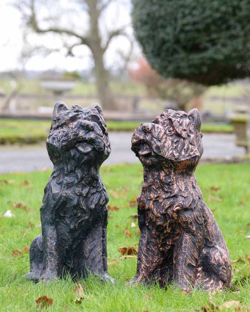 Cast Aluminium 'Penny' The Yorkshire Terrier Garden Sculpture - Copper & Verdigris