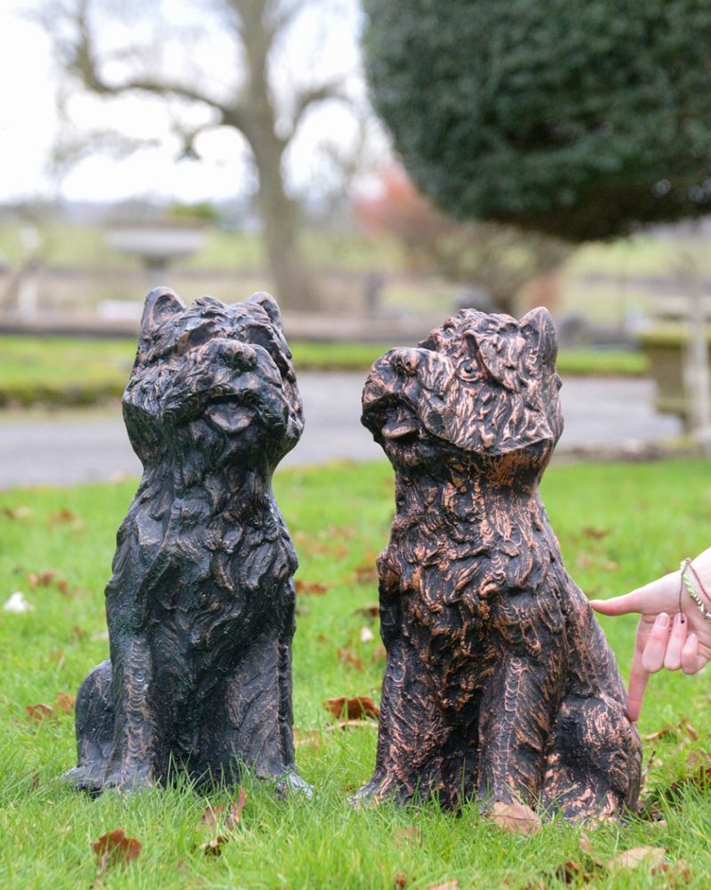 Cast Aluminium 'Penny' The Yorkshire Terrier Garden Sculpture - Copper Scale