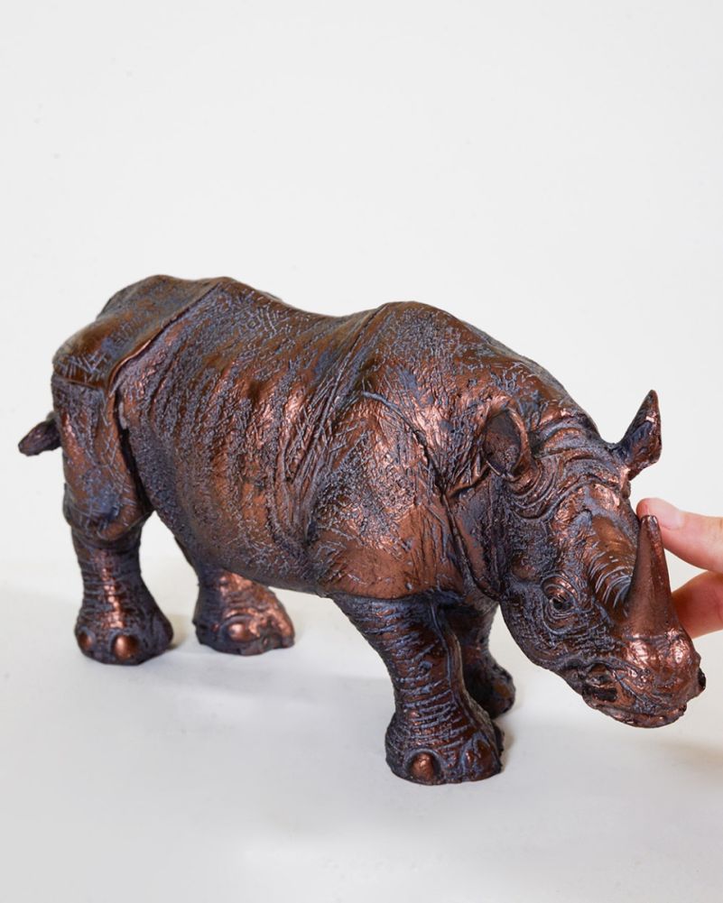 Brass and Bronze Rhino Interior Ornament Scale