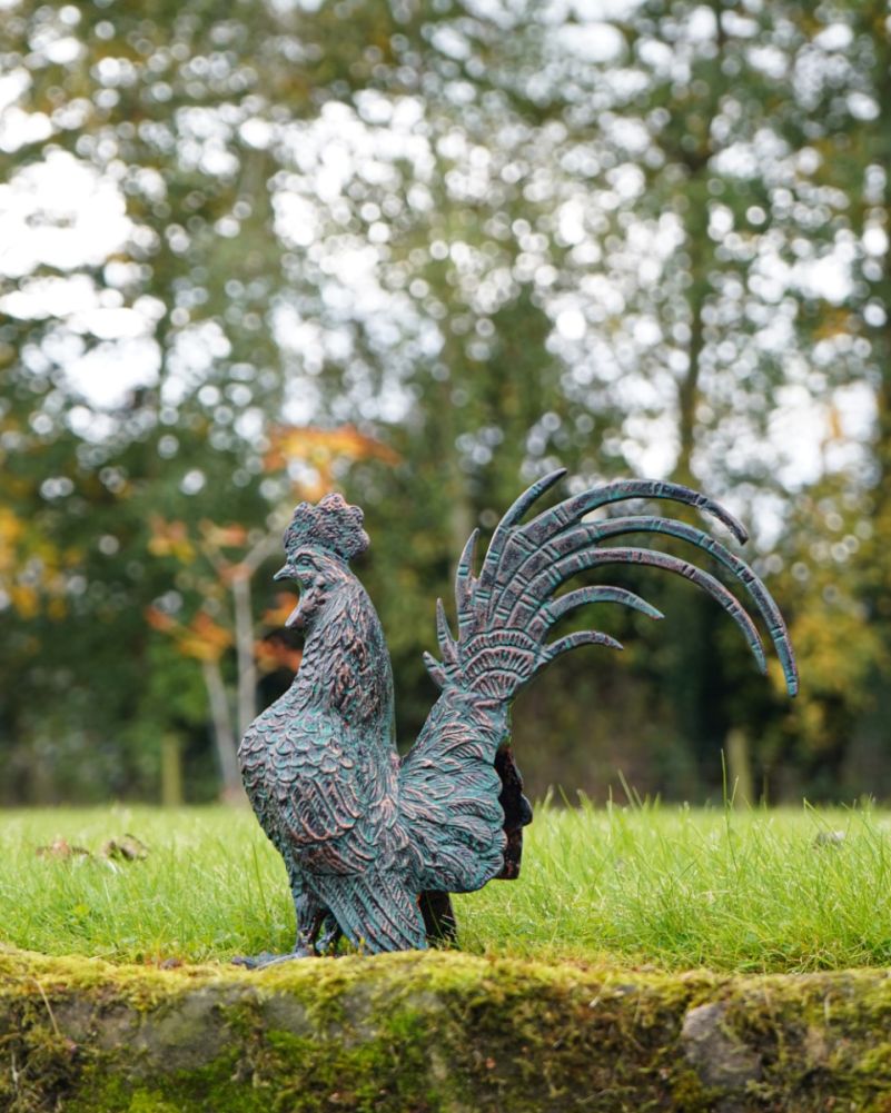 Cast Aluminium Robert Rooster Verdigris Sculpture