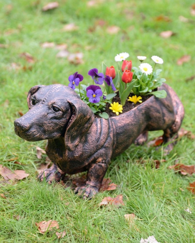 Cast Aluminium 'Slinky' The Dachshund Garden Planter - Copper