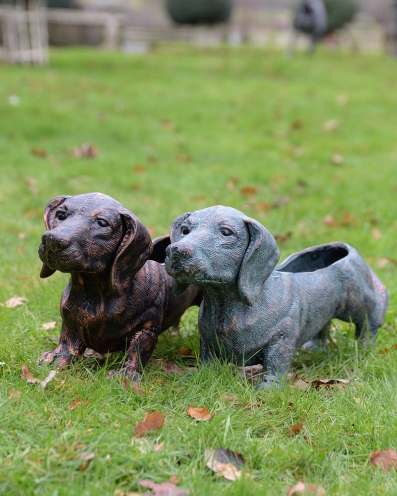 Cast Aluminium 'Slinky' The Dachshund Garden Planter