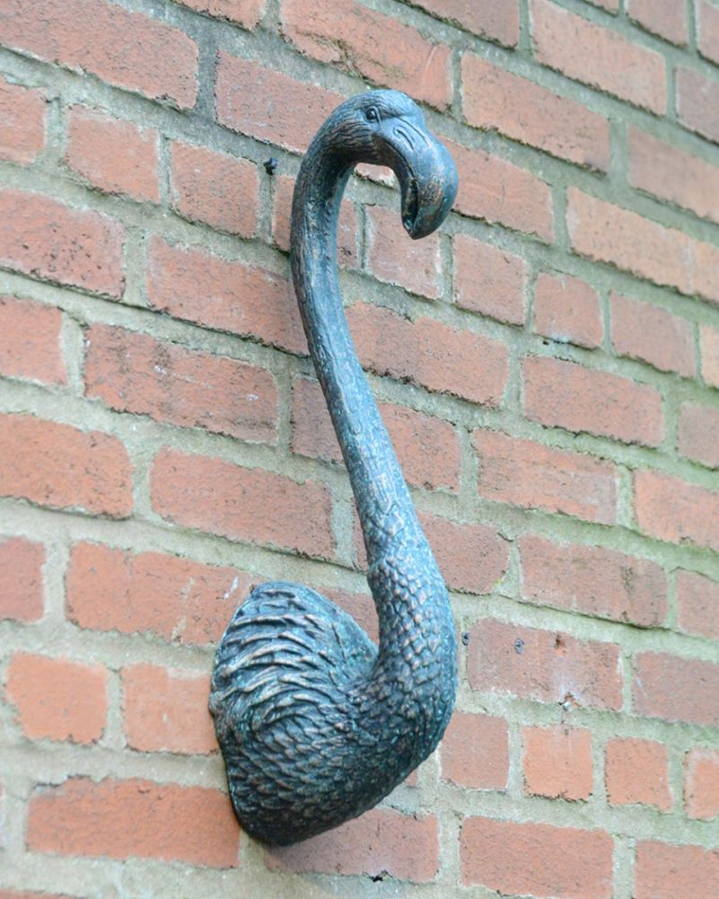Cast Aluminium 'Solis' Flamingo Wall Art - Verdigris