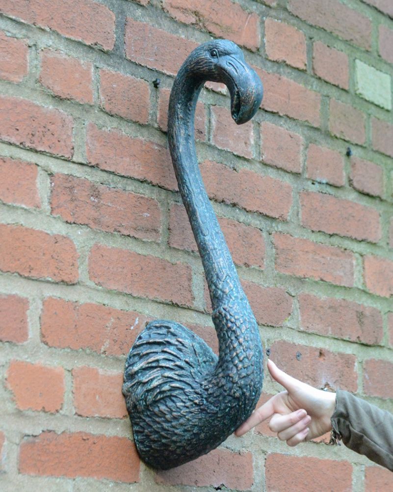 Cast Aluminium 'Solis' Flamingo Wall Art - Verdigris Scale