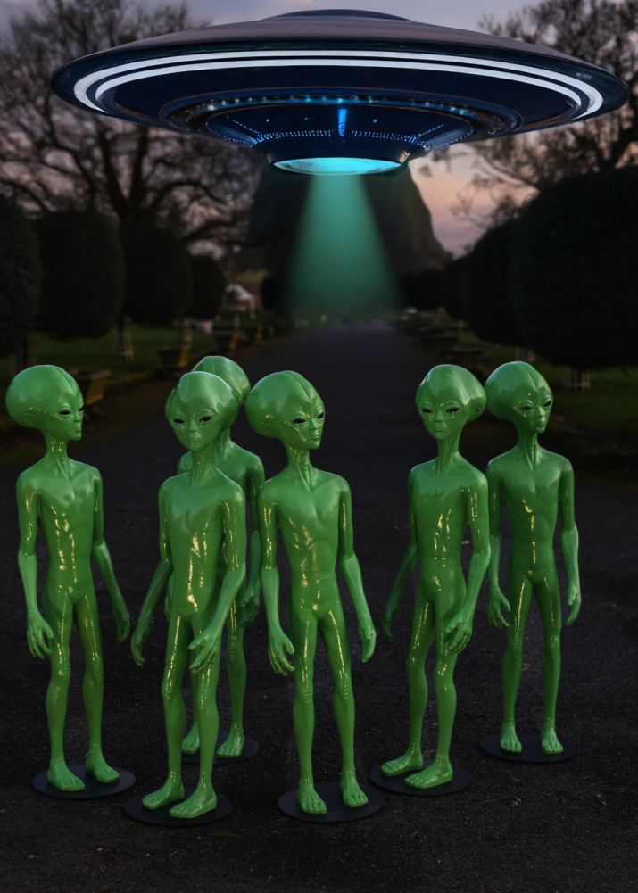 Cast Aluminium Surrendering Alien Sculpture