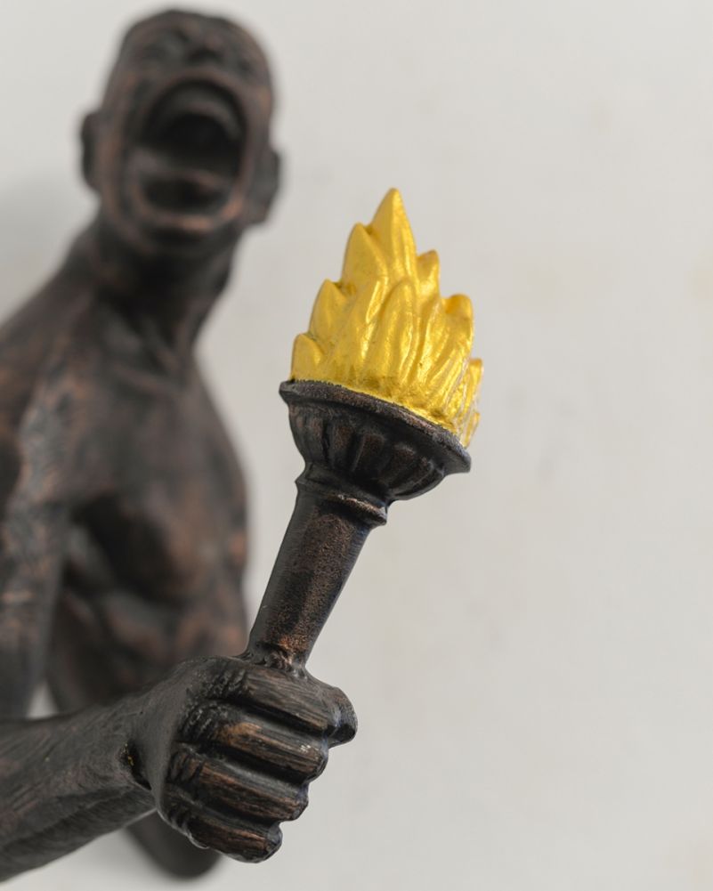 Cast Aluminium T'he Keeper Of Light' Wall Art - Bronze & Copper Flame