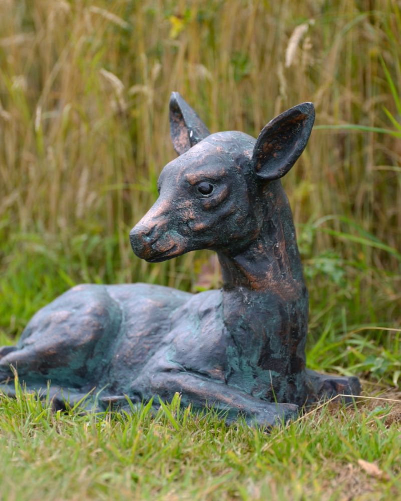 Cast Aluminium Verdigris 'Briar' The Fawn Garden Sculpture Close Up
