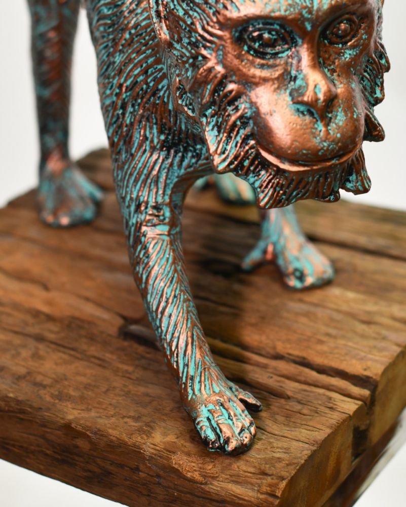 Cast Aluminium Verdigris Long Tail Monkey Sculpture