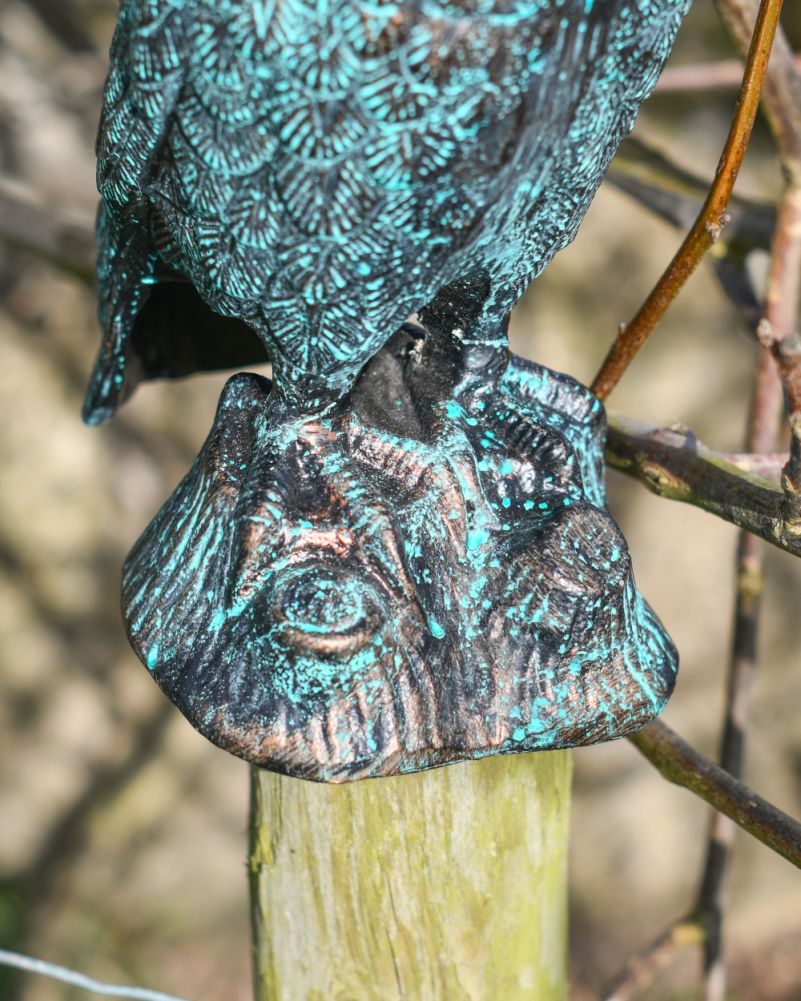 Cast Aluminium Verdigris Owl Sculpture Base