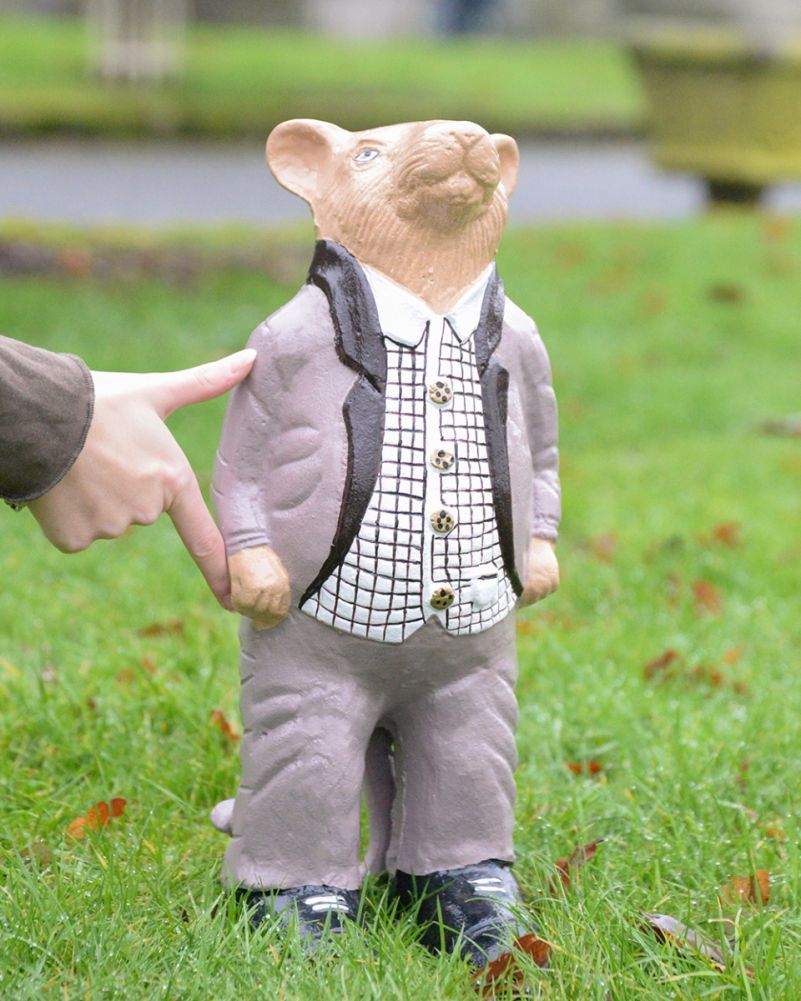 Cast Aluminium 'Whiskers' The Mouse Garden Sculpture To Scale
