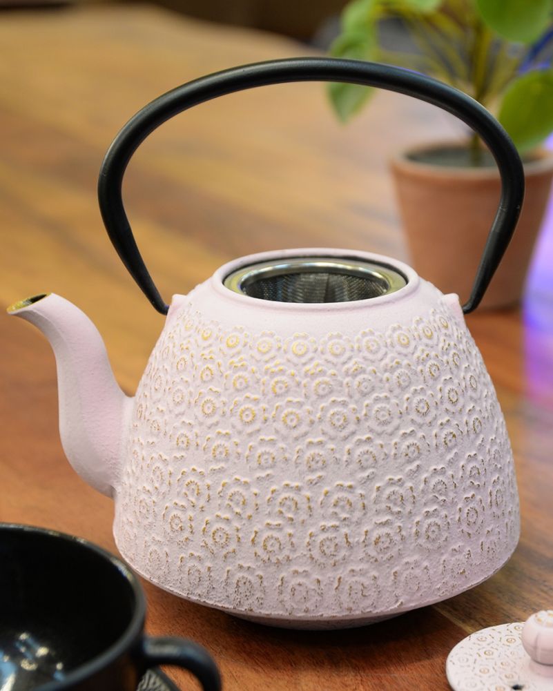 Pale Pink Cast Iron Teapot Strainer