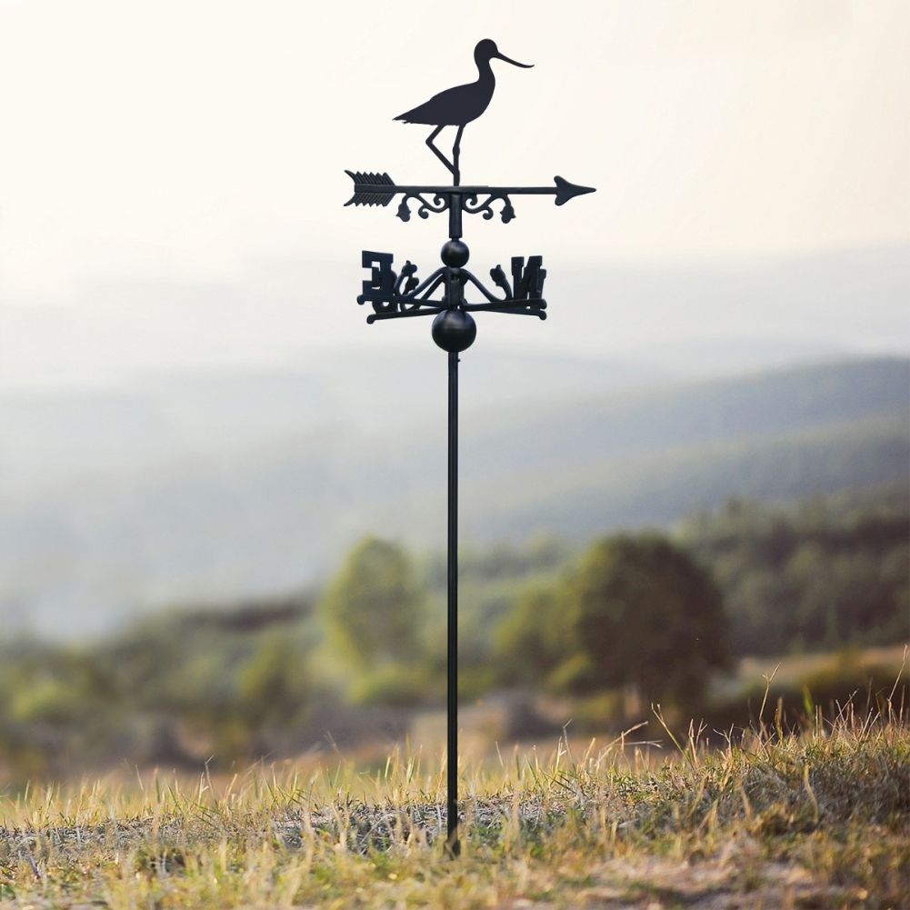 Cast Iron & Steel Avocet Bird Free Standing Weathervane in a countryside setting 