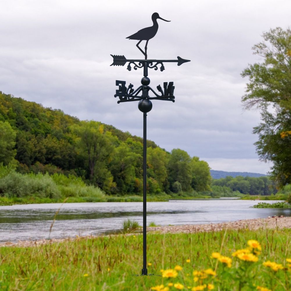 Cast Iron & Steel Avocet Bird Free Standing Weathervane in a river setting 